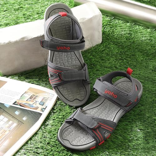 Image of YOHO TrailMark 002 Sports Sandals for Men | Comfortable & Lightweight | Flexible & Breathable | Footpharma footbed | Anti-Skid Footwear for Trekking, Hiking & Outdoor