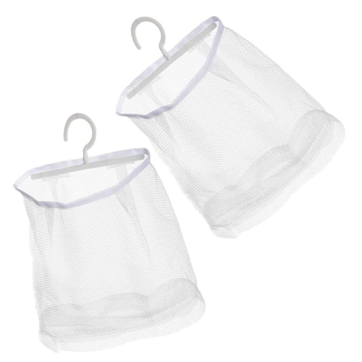 STOBAZA Mesh Laundry Bag Hooks Space-Saving Hanging Storage for Kitchen Rv Bath Clothespin Holder Bag