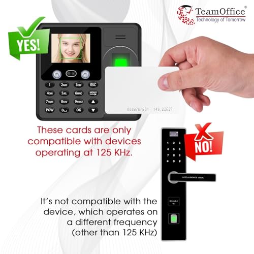 Team Office Time Thin, ISO, Thermal Printable RFID Proximity Cards for Attendance and Access Control (100)