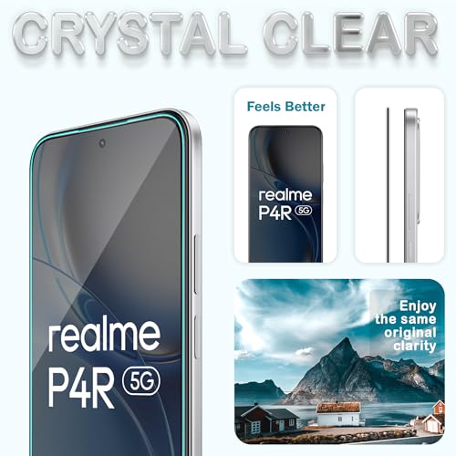 Image of FIRST MART Tempered Glass for Realme P4R, 9H 0.3 mm Full-Glue Screen Protector with Cable Protector, 3D Edge-to-Edge, HD Clear, Case-Friendly, Black, Pack of 1