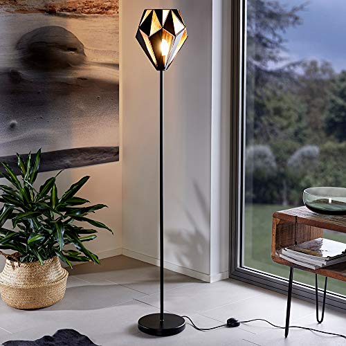 EGLO Staande lamp Carlton 1, 1-pits vintage vloerlamp, retro stalen vloerlamp, kleur: zwart, koper, fitting: E27 - Afbeelding 3