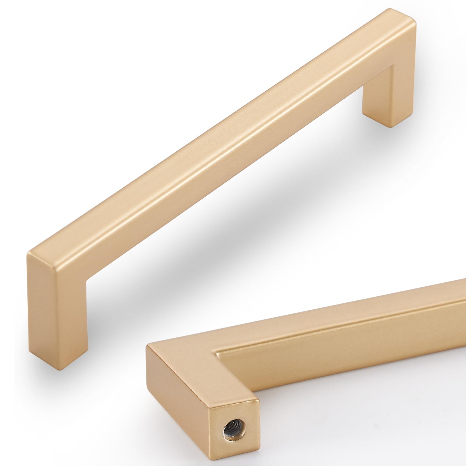 L&lonpa 10 Pack Matte Gold Cabinet Pulls 128mm Hole Center Solid Aluminum Alloy Drawer Handles Modern Kitchen Bathroom Bedroom Cabinet Hardware — image 1