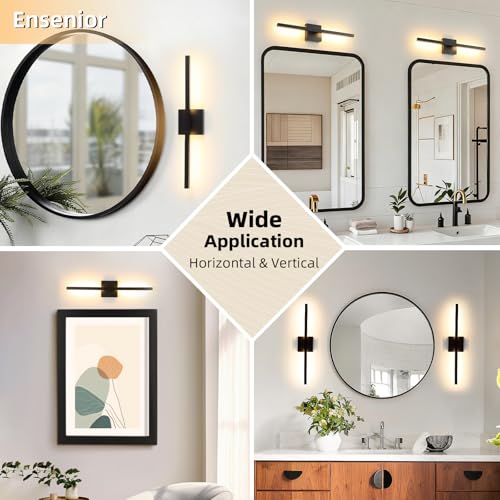 Image of Brushed Black Vanity Light 24 Inch Modern Bathroom Light Fixtures 16W Wall Vanity Lamp Over Mirror, Dimmable 5CCT LED Wall Sconce for Bedroom Cabinets