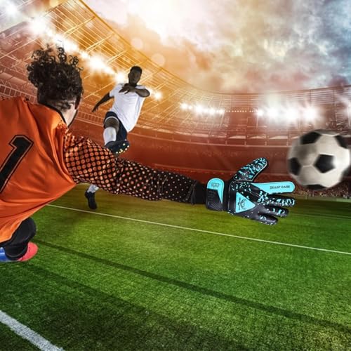 BEAST RAGE Torwarthandschuhe für Kinder Jungen Jugend,Fußballtorwarthandschuhe Kinder mit doppelter Handgelenkstütze,Starker Grip gepolsterte (Aqua, Größe 4 geeignet für 6 bis 9 Jahre alt)