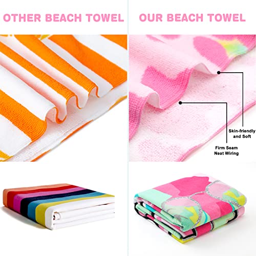 Touchat Beach Towel For Kids, Super Absorbent Quick Dry Microfiber Beach Towel 24''X 48'', 300Gsm Thick Soft Sand Free Cute Giraffe Beach Pool Swim Bath Travel Picnic Camping Towel For Boys Girls #TOP2