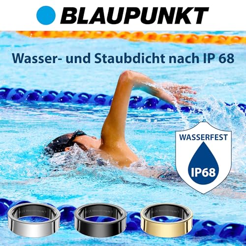Blaupunkt Smart Ring V2 | Fitness- & Gesundheitstracker | Edelstahl | Schritte, Schlaf, Puls, Blutsauerstoff SpO2, Kalorien, HRV, Sport-Aktivitäten | IP68 | für Android und iOS | Silber | Größe 10