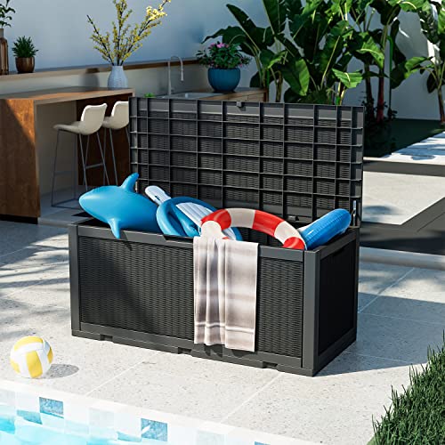 Paylesshere 100 GALLONS DECK BOX Multifunctional Waterproof Outdoor Storage Storage Box Bench thumb #5
