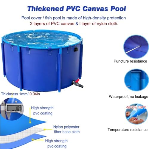 Składany staw rybny z PVC, Basen naziemny z PVC i staw rybny o średnicy 1,2-4 m i wysokości 0,6-1,2 m(1.8x1m - 2500L/660 GaL)