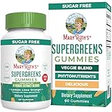 MaryRuth Organics Super Greens Gummies | Naturally-Occurring Quercetin for Adults and Kids Ages 4+ | Sugar Free | 2g Fiber Per Serving | Vegan | No Gelatin | Pectin Based | 60 Count | 30 Servings