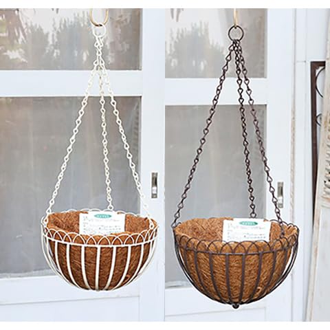 Amazon｜ガーデニング雑貨 ヤシマット付き 吊りカゴ アイアン