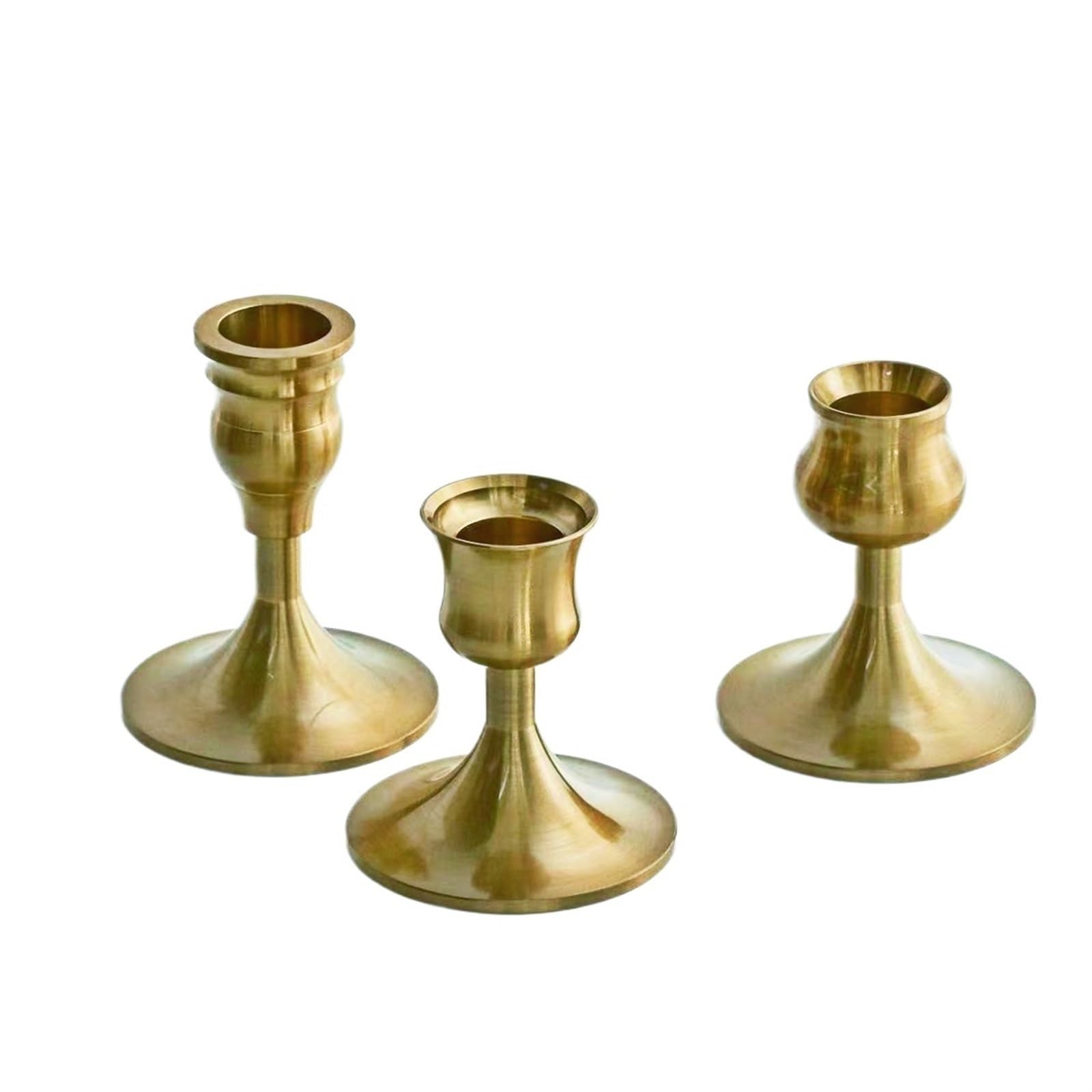 Kerzenhalter 3-teiliges Kerzenständer-Set aus Messing/Gold/Schwarz, Kerzenständer-Set for Hochzeitstische, dekorative Kerzenständer for Partys, Abendessen(Style4)