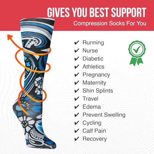 Image of Celeste Stein Therapeutic Graduated Women Compression Socks, Diabetic Socks For Womens, 8-15 mmHg For Regular Calf