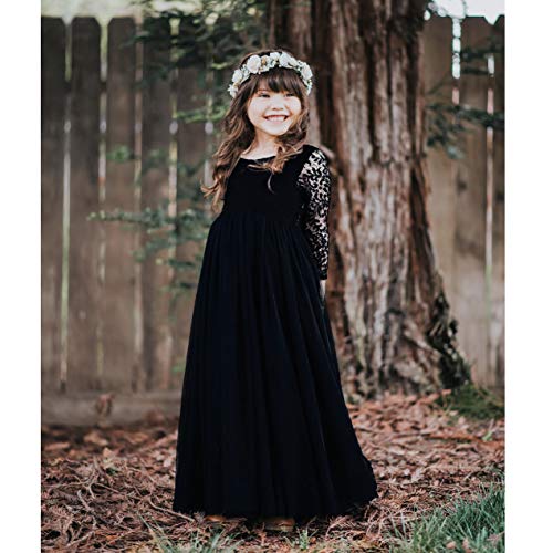 Image of Topmaker Flower Girl Dress for Toddler Baby Girls,Lace Tulle Dress for Wedding,Birthday Party,Photoshoot,Special Occasion