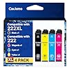 Paquete combinado de cartuchos de tinta 222XL remanufacturados de repuesto para cartuchos de tinta Epson 222 XL 222XL para impresoras Epson XP-5200 Workforce WF-2960 (4 unidades)
