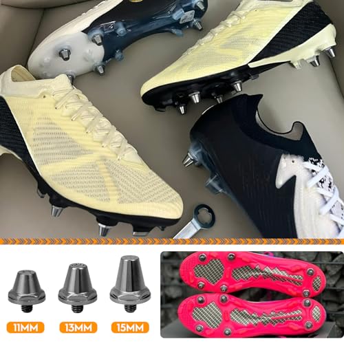 Boloest 20 STK Fußballstollen Aluminiumlegierung, Fußballschuhe Stollen, Ersatzstollen für Fußballschuhe, Kompatibel mit den meisten Fußballschuhen auf dem Markt(11mm/13mm/15mm)