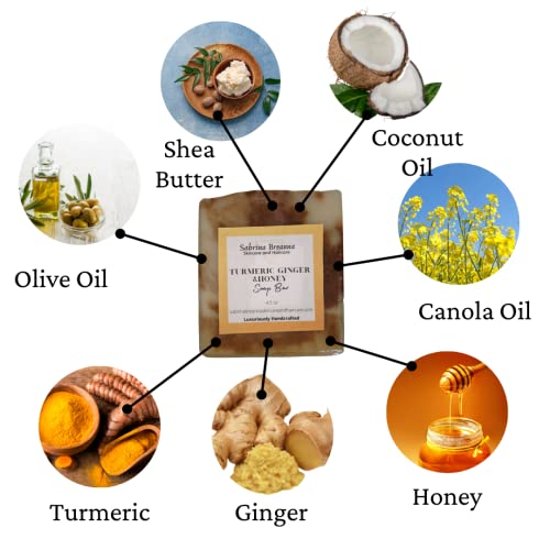 Turmeric Ginger And Honey Soap Bar, Helps Brighten/Fade Dark Marks, Natural And Handmade, For Body And Face, Help Reduce Acne, #TOP2