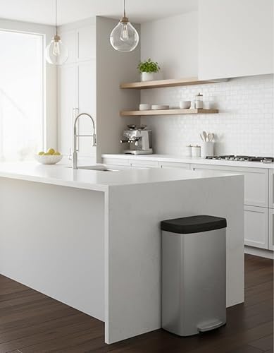 Miniatura 6 de Garvee Cubo de basura de acero inoxidable de 21 galones con tapa, cubo de basura grande para cocina, cubo de basura de metal inoxidable con borde de