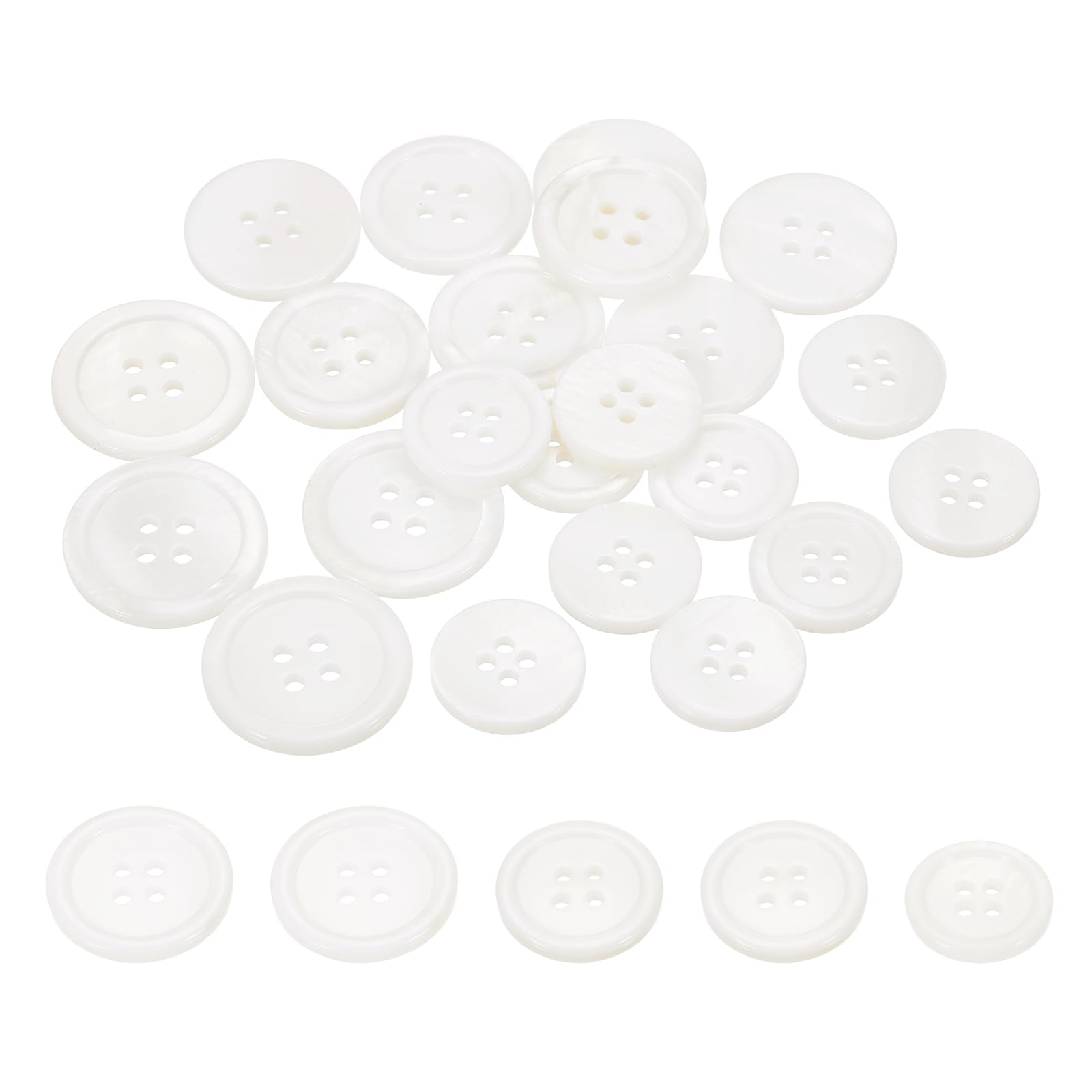 PATIKIL 22 Pcs 15mm/18mm/20mm Mother of Pearl Buttons, 4 Holes MOP Natural Pearl Shell Buttons Multiple Sizes Set for Sewing Clothes Coat Suits Shirt DIY Craft Decoration, White
