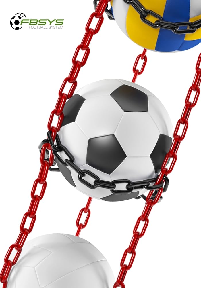 Ballhalter - 8 Bälle Aufhänger (Basketball, Fußball, Volleyball) - Organizer - Ballnetz - Rot-Schwarz