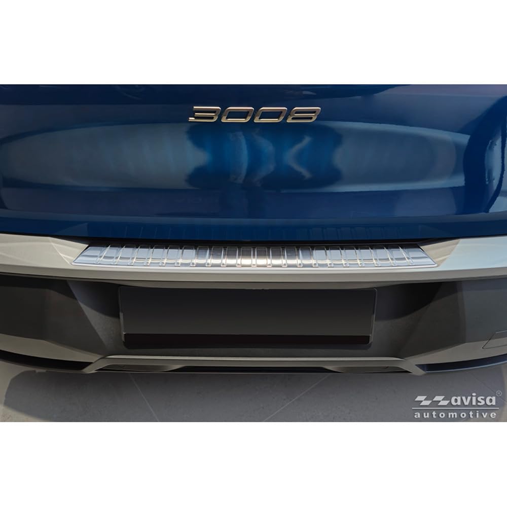 Avisa Protector del Parachoques Trasero Inoxidable Compatible con Peugeot 3008 III 2024- 'Ribs'