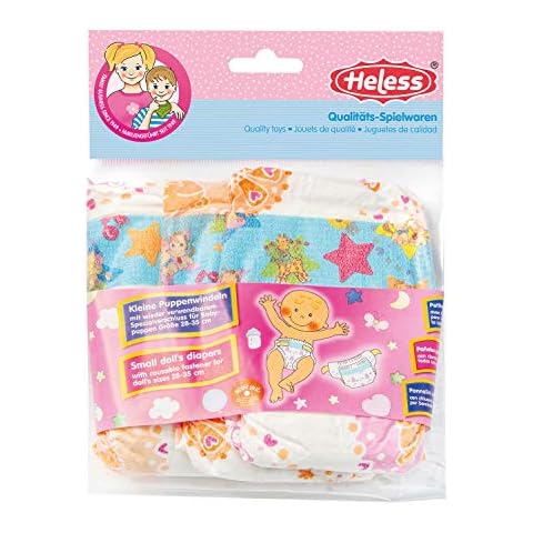 Heless 375 - Puppenwindeln, 3 Stück, am Bund bedruckt mit farbenfrohen Kindermotiven, Größe 28 - 35 cm Cover