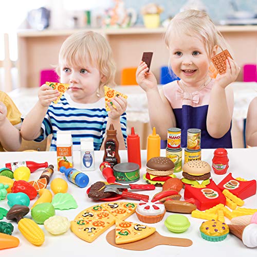 Shimfun Play Food, 220Pc Play Food Sets for Kids Kitchen - Toy Food Assortment, Fake Food for Early Learning & Pretend Play, Toy Kitchen Playset & Play Kitchen Accessories for Toddlers Cooking Fun - Thumbnail 7