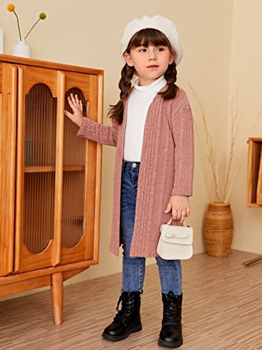 WDIRARA Toddler Girl's Open Front Long Sleeve Ribbed Knit Cardigan Casual Sweaters3