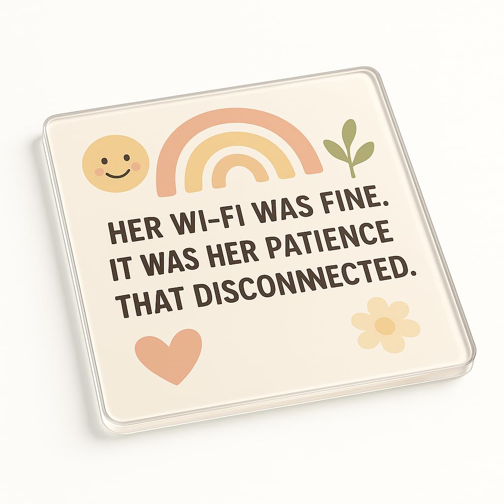 The Plum Penguin Pastel Disconnect Acrylic Coaster Gift With Pastel Minimalism Design - Quirky Sarcastic Quote Home Accessory For Friend Or Colleague