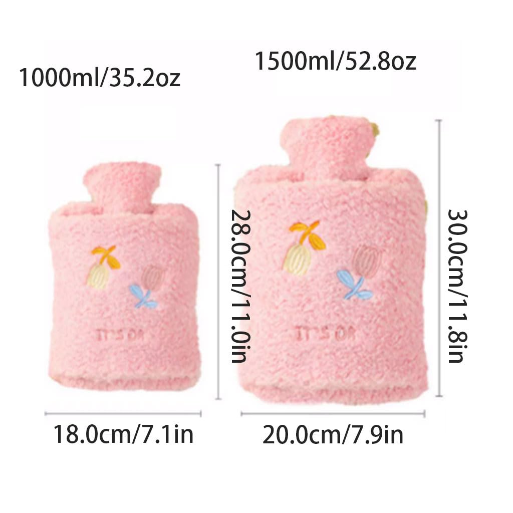 réutilisable Grande bouillotte avec Poche pour Les Mains, compresse Chaude, lit, Sac d'eau Chaude, Jolie Bouteille d'eau Chaude en Peluche pour Garder au Chaud Chaud