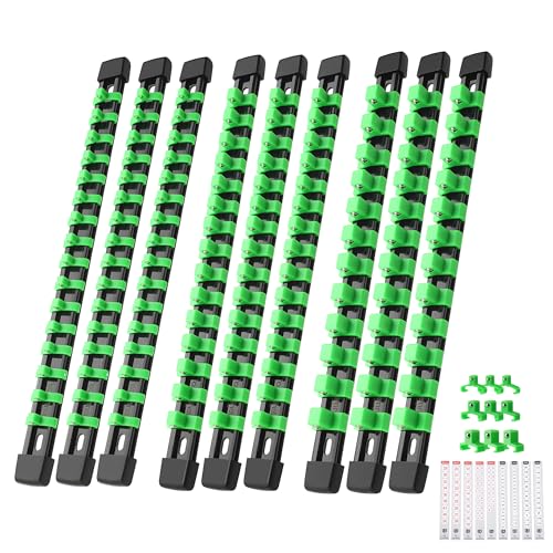 Reniteco 9-Piece Socket Organizer Set - 1/4-Inch x 48 Clips, 3/8-Inch x 45 Clips, 1/2-Inch x...