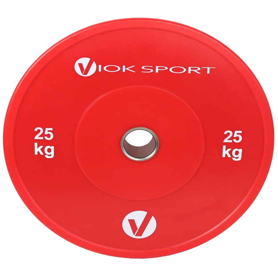 Disco Bumper Olímpico Viok Sport – Pesas de Goma de Colores para Halterofilia, Powerlifting y Entrenamiento en Gimnasio (5, Kilogramos)