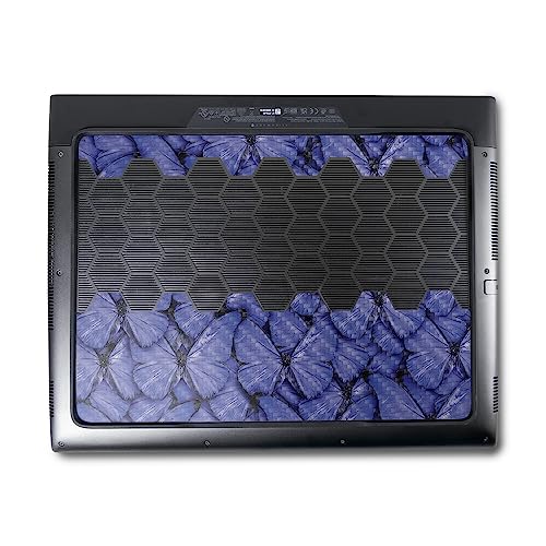 Image of MightySkins Carbon Fiber Skin Compatible with Alienware M18 R1 (2023) Full Wrap Kit - Blue Butterflies | Protective, Durable Textured Carbon Fiber Finish | Easy to Apply | Made in The USA