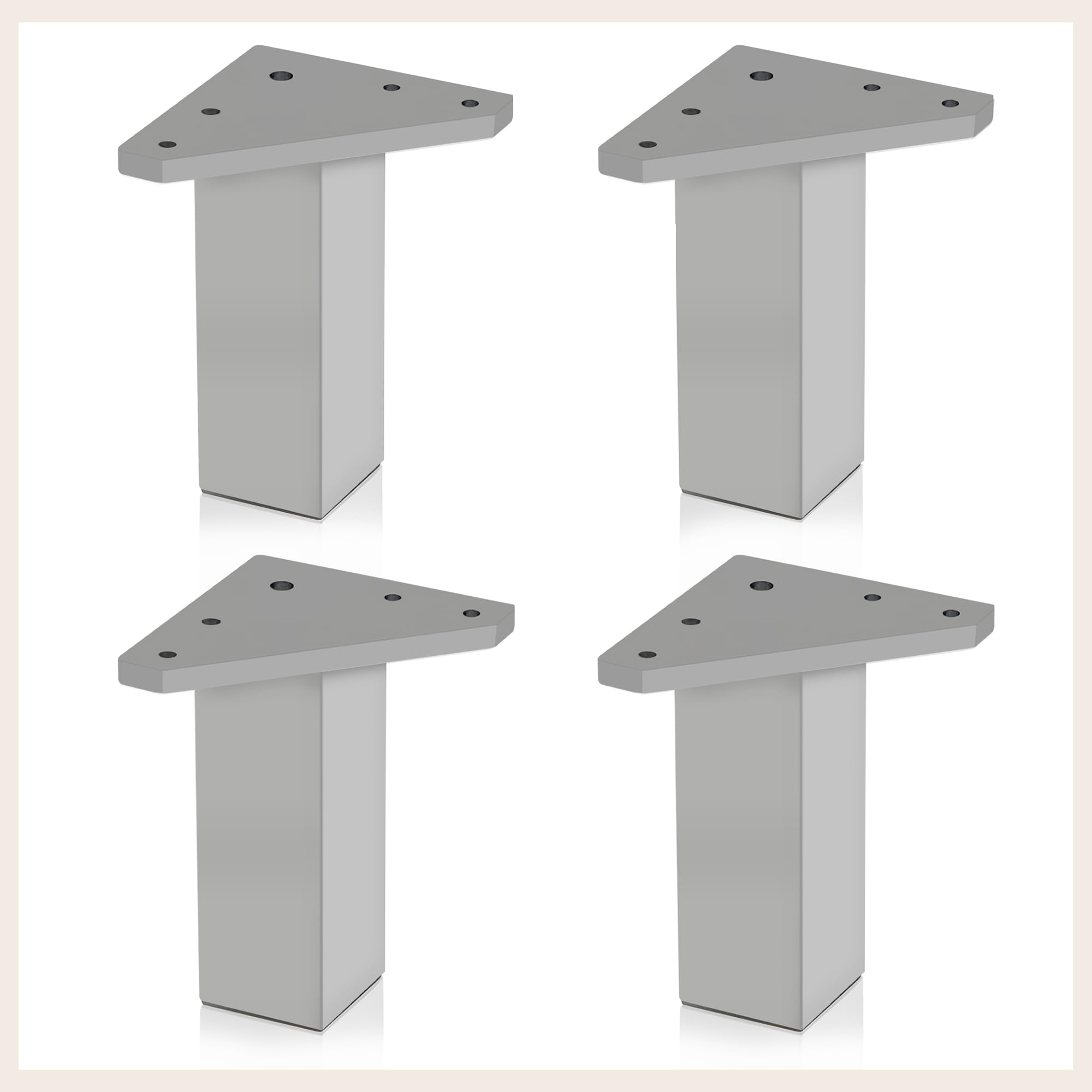 Gambe Per Mobili In Resina ABS - Set Di 4, Altezza 10cm, Bianco, Con Viti - Foto 14