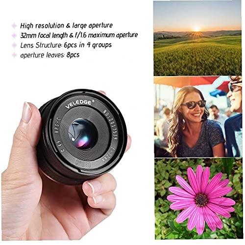 Weitwinkellinse, manuelle Fokuslinse 32mm F1.6 Große Blende Weitwinkelobjektiv für Sony A6300 A6400 NEX – Bild 8