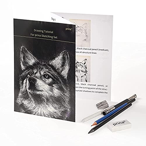 Prina PRINA-50 Pack Drawing Set Sketch Kit, Sketching Supplies With 3-Color Sketchbook, Graphite, And Charcoal Pencils, Pro Art Drawing Kit For Artists Adults Teens Beginner Kid thumb #7