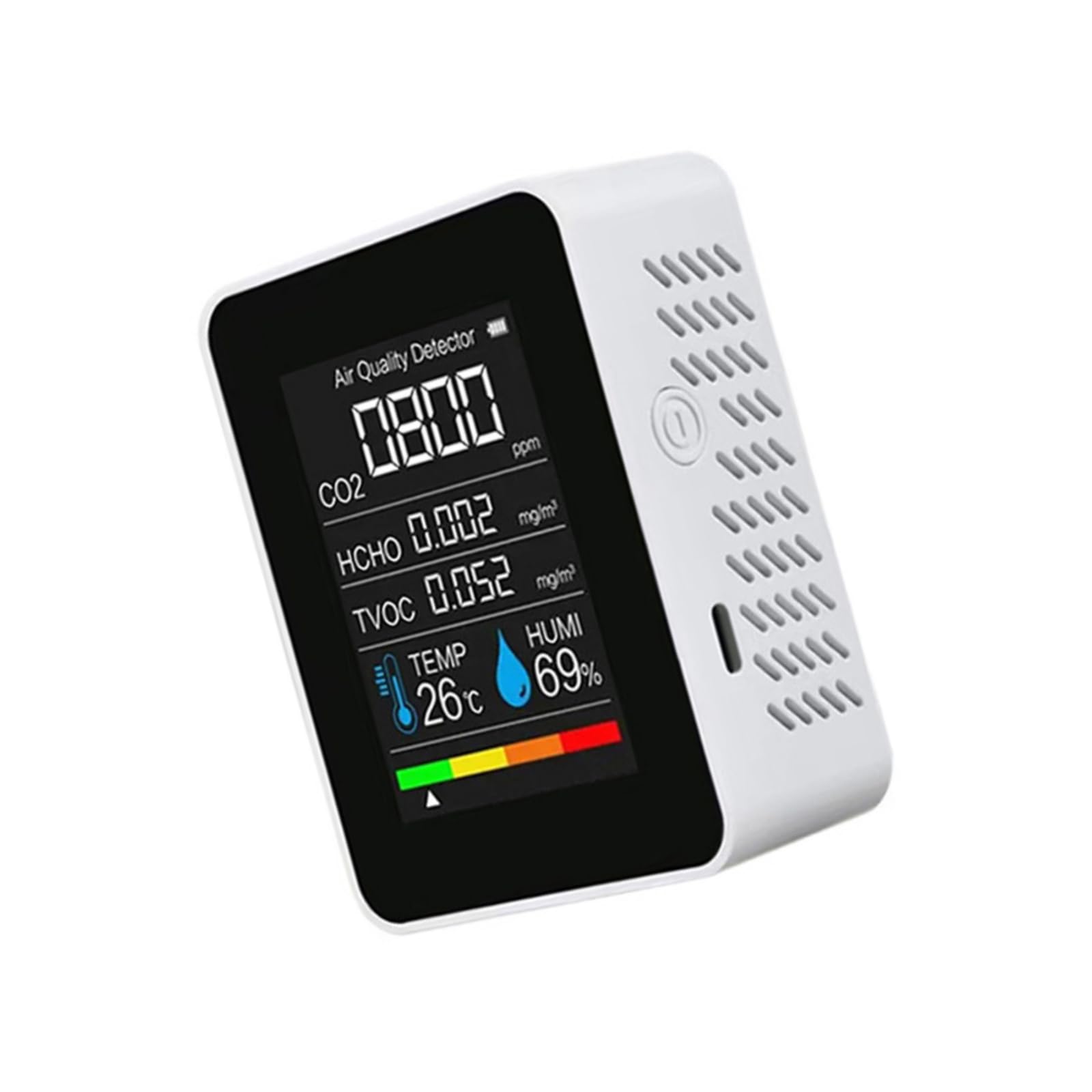 Rgybao Mt05 White 5 In 1 Air Monitor With Realtime Detection For Co2 Hcho Tvoc Temperature & Humidity Tester Indoor Tester