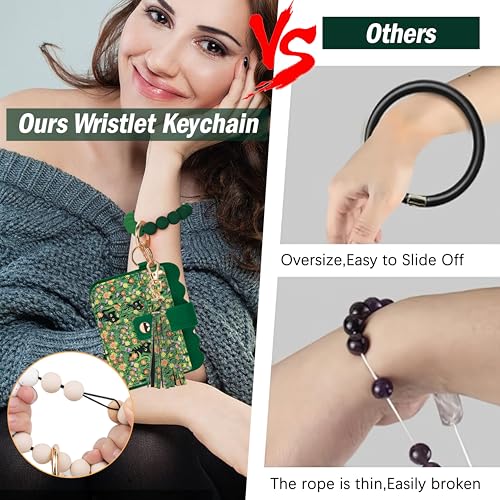 Image of Wristlet Wallet for Women with Keychain - RFID Card Holder Small Wallet Wristlet with Key Ring