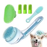 KLLHSUUL (6PCS) Pet Bath Set – Dog Bath Brush, Cat Chin Cleaning Brush, Dog Toothbrush, Adjustable Glove Massage Brush for Dogs & Cats (Long & Short Hair) (Blue)