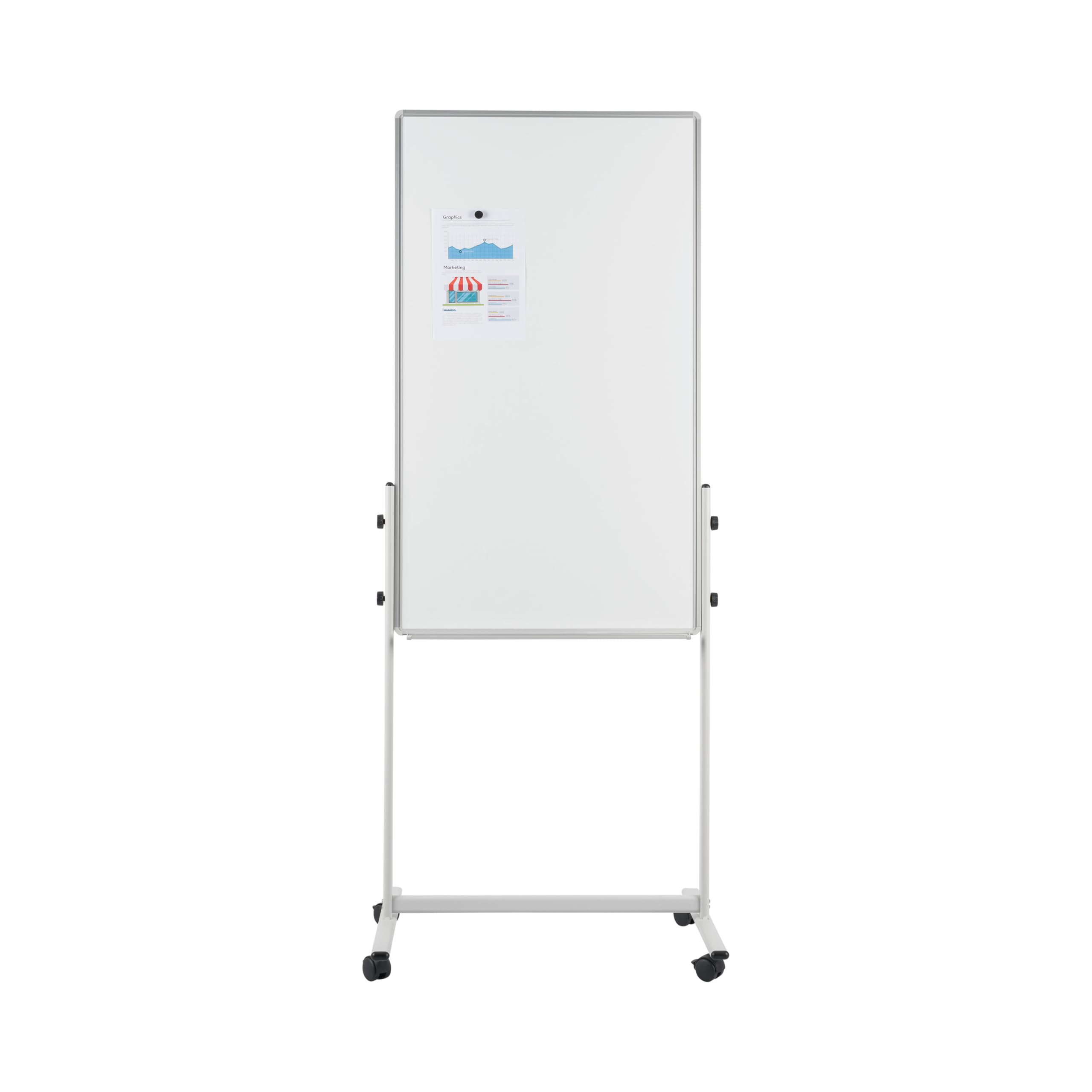 Bi-Office Mobile Duo Flipchart Pad Whiteboard/Grey Felt Noticeboard Easel
