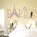 Logobeing Pegatina de Pared Vinilo Adhesivo Decorativo Para Cuartos, Dormitorio,Sala, ... Vista de Paris Torre Eiffel Decorativos Para El Hogar (Negro)