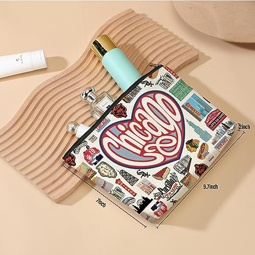 Chicago Travel Gift Cosmetic Bag Chicago Lover Gifts Makeup Bag Chicago Souvenir Gift Chicago State Welcome Gift for Women Friends Sister Birthday Christmas Bachelorette Party Favors Girls Trip Gifts2