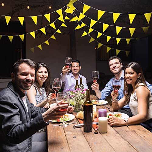 Image of Tatuo 200 Feet Solid Pennant Banners Flags String Triangle Hanging DIY Bunting Flags Party Decorations for Grand Opening Party Banners for Kids Birthday, Shops (Yellow)