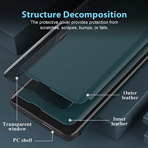 Étui en cuir Galaxy S22 Ultra pliable vert chic - 5