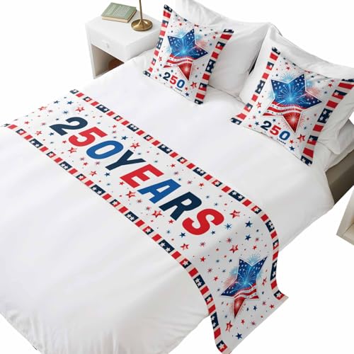250 Anniversary USA Flag Bed Runners for Cal. King Size