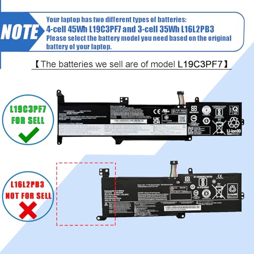 Image of L19C3PF7 Laptop Battery Compatible with Lenovo IdeaPad 3-14ADA05 3-14ARE05 3-14IIL05 3-14IML05 3-15ARE05 3-15IIL05 3-15IML05 Series Notebook L19D3PF5 L19L3PF5 5B10X02602 5B10X02607 5B10X02599