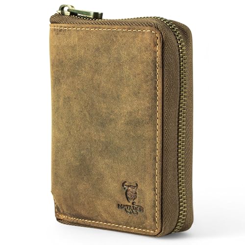 MATADOR Portefeuille Homme avec Fermeture Éclair Cuir #Grenade avec Noble Boîte Cadeau, Luxe RFID Porte Carte, Porte Feuille avec de Nombreux Compartiments à Cartes...