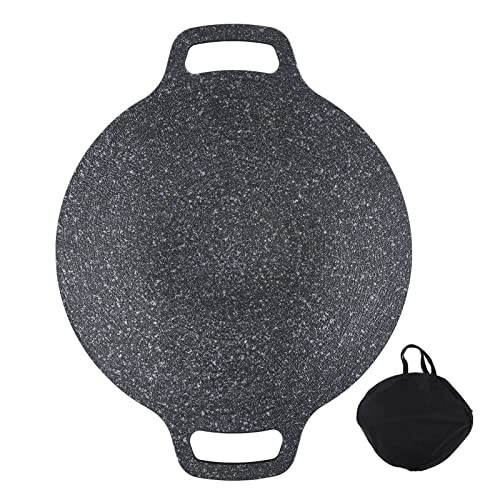 Korean Round Grill Pan Aluminum Nonstick Medical Stone Coating Grill Pan for Home Meats Seafood (38cm)