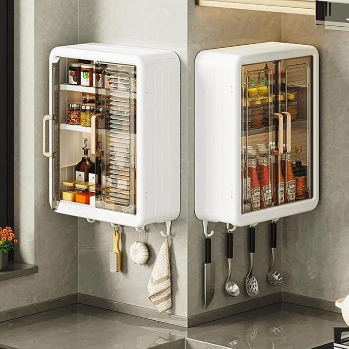 Modern Wall-Mounted Bathroom Cabinet with Door, White, Medicine Storage Organizer, LED Illuminated-image-5