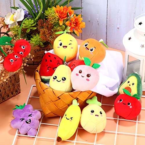 12 Pieces Cute Fruit Plush Toys Colorful Stuffed Fruits Soft Mini Avocado Strawberry Orange Pineapple Peach Lemon Stuffed Doll For Kids Keychain Handbag Pendant Birthday Christmas Easter Party Favors #TOP1
