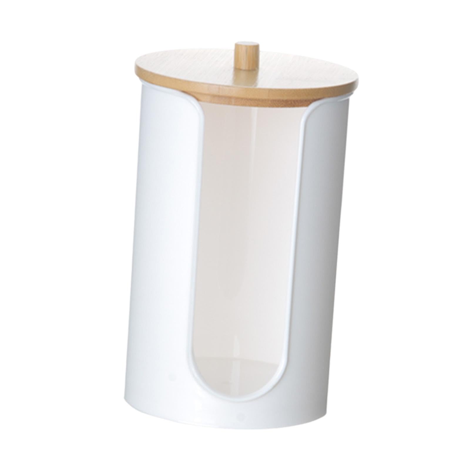 Merishopp Bathroom Cup Dispenser Rinsing Cups Organzier for Countertop Guest Room Home White with Wood Lid-picture-10